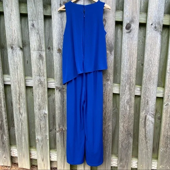 Chicos Royal blue Jumpsuit 1 piece pantsuit Elastic waist Zip back Jumper - Picture 3 of 11
